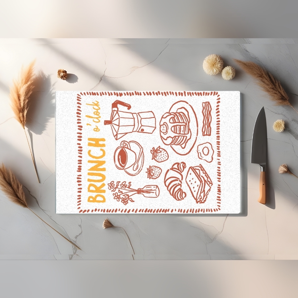 Brunch O'Clock Abstract Glass Cutting Board 10×8 - Picture 4 of 4